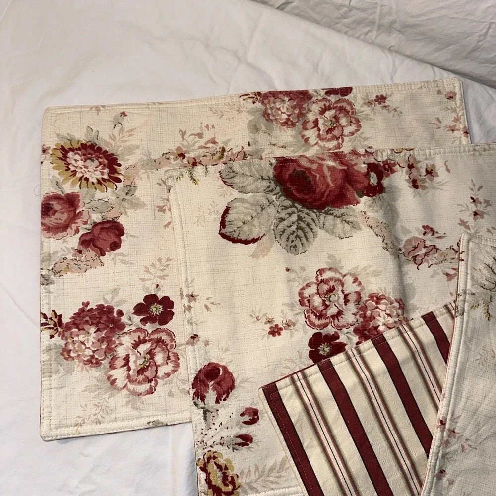 4 Cottagecore Waverly Norfolk Rose Garden Room Shabby Chic Roses placemats
